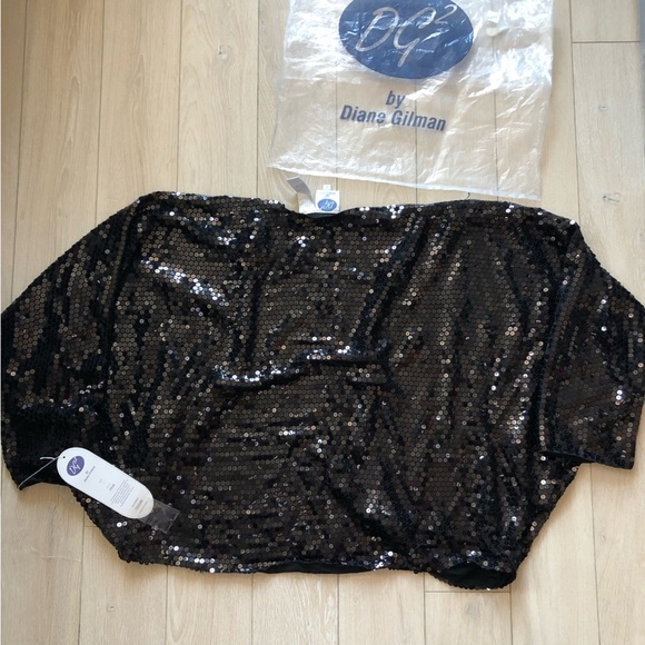NWT DG2 by Diane Gilman Silk Sequin Shrug in Black Size L - Picture 8 of 9